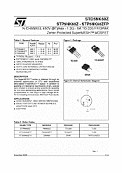 DataSheet STP5NK60ZFP pdf